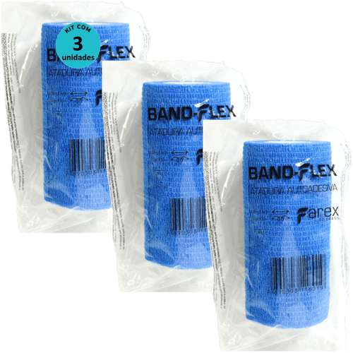 Atadura 10cm Azul Band-Flex Autoadesiva Para Animais Farex Kit Com 3 Atadura 10cm Azul Band-Flex Autoadesiva Para Animais Farex Kit Com 3